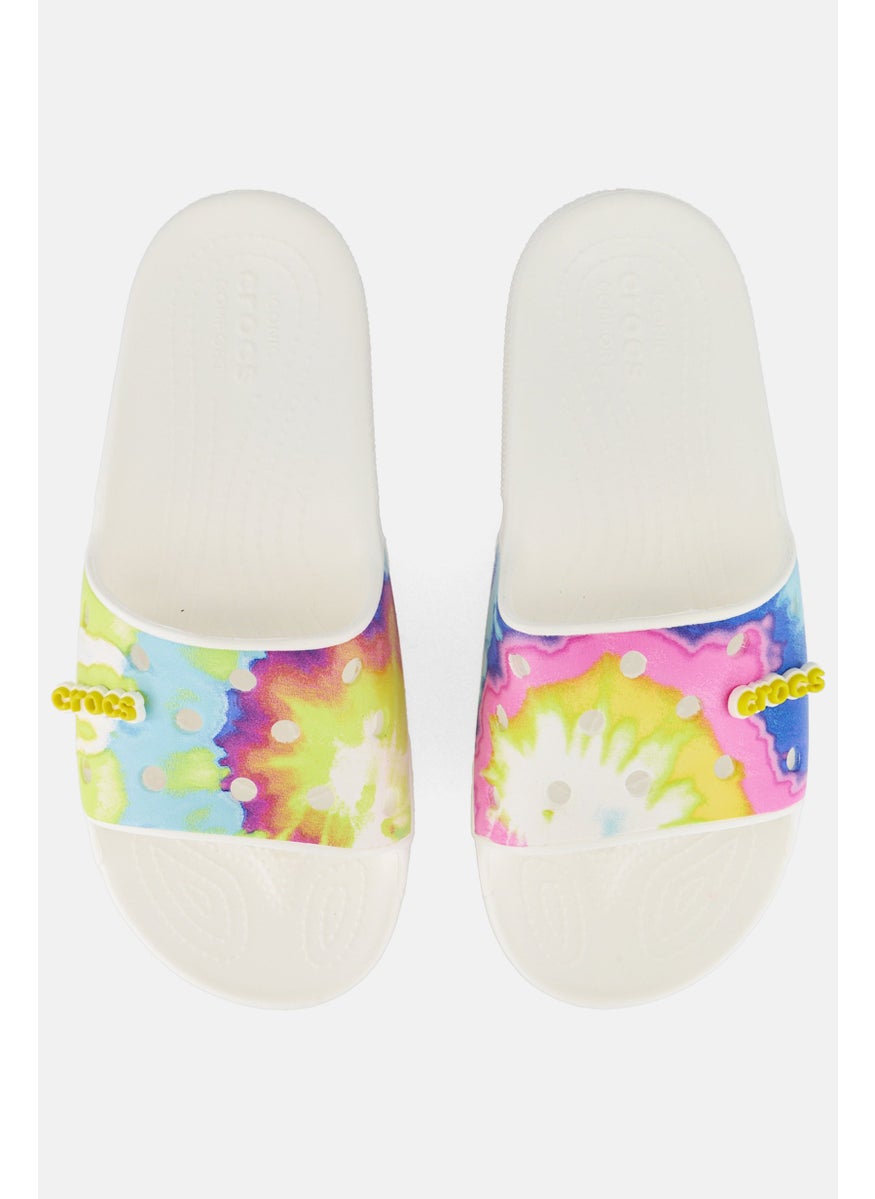 crocs Men Classic Tie Dye Slides, White Combo  - Image 2