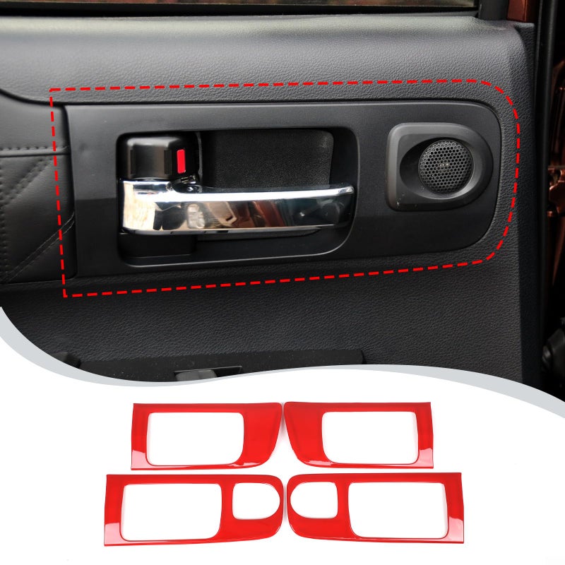LLKUANG Car Inner Door Handle Frame Panel Cover Trim for Toyota Tundra 20142021 Interior Accessories Not fit Double Cab Model Red Low Configuration - Image 2