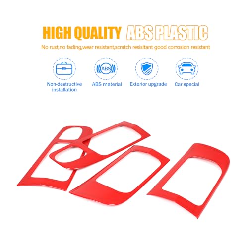 LLKUANG Car Inner Door Handle Frame Panel Cover Trim for Toyota Tundra 20142021 Interior Accessories Not fit Double Cab Model Red Low Configuration - Image 3