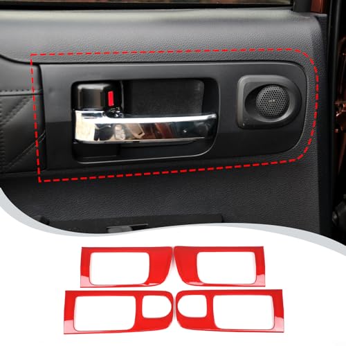 LLKUANG Car Inner Door Handle Frame Panel Cover Trim for Toyota Tundra 20142021 Interior Accessories Not fit Double Cab Model Red Low Configuration - Image 1