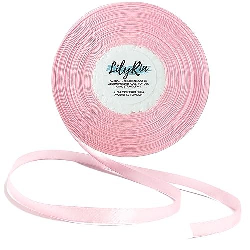 LilyRin Pink Ribbon 3/8 Inch x 36 Yards Roll Perfect for Easter Scrapbooking Art Wedding Wreaths Shower Wrapping Birthday Christmas Floral Arrangements Hair Balloons Bouquets Satin DIY Projects - Image 1