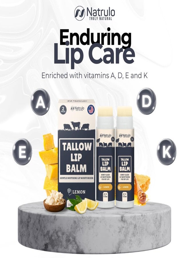 Natrulo Beef Tallow Lip Balm - Natural Tallow Beeswax Chapstick - Hydrating Moisturizer Grass Fed Beef Tallow Balm Lip Care - Soothes Chapped Dry Sensitive Lips - Long Lasting Vitamin Rich USA-Made 2Pk Lemon - Image 5