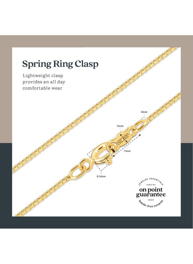Kezef KEZEF 18k Gold Over Sterling Silver 1mm Box Chain Necklace, Made in Italy, 18K Gold Plated Necklace for Women and Men, Trendy Gold Chain Necklace, 16 Inch (Very Short) - Image 4