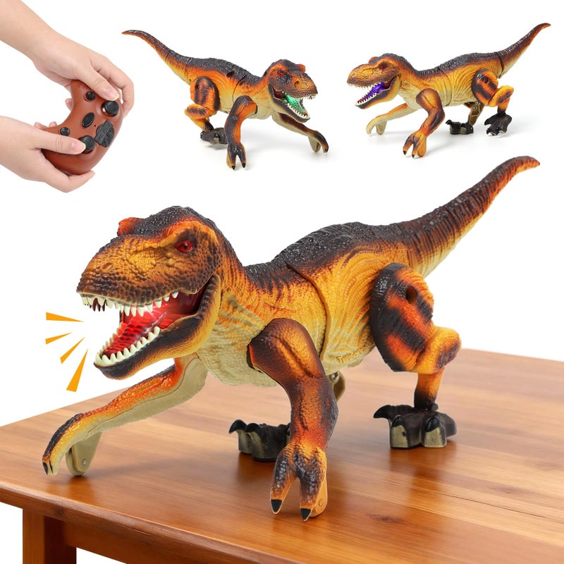 FUNiOi Remote Control Robot Dinosaur Kids Toys Idea for Boys 57 810 812 to Play on The Desktop Cute Small Realistic RC Walking Dinosaurs with Sounds and Lights - Image 3