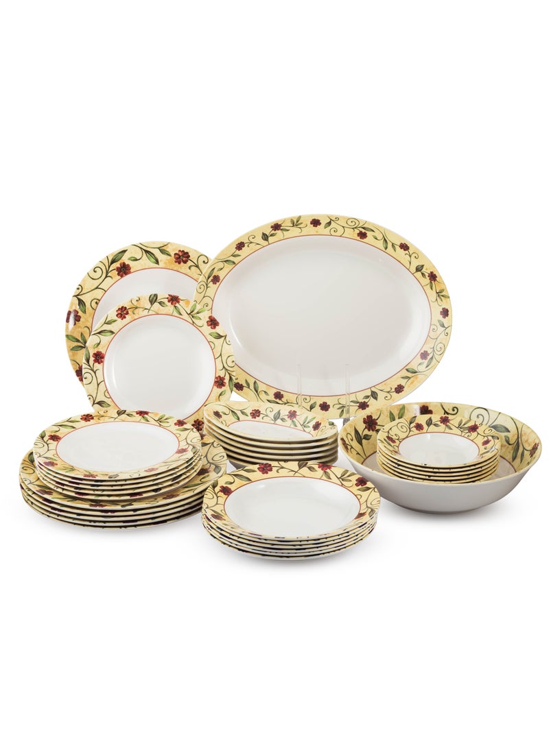 دانيا طقم سفرة ميلامين بنقشة ورد جوري 32 قطعة - Image 1