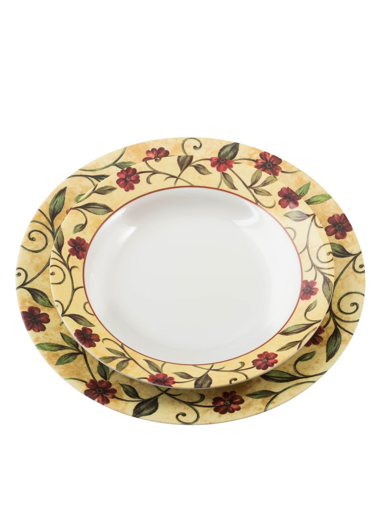 دانيا طقم سفرة ميلامين بنقشة ورد جوري 32 قطعة - Image 5