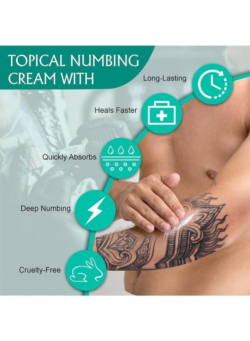 Elaimei Tattoo Numbing Cream Before Tattoo, 6-8 Hours Maximum Strength Painless Tattoo Numbing Cream for Tattoos with Aloe Vera, Vitamin E, Lecithin（50ml） - Image 4