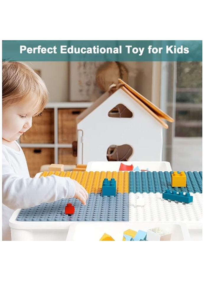 null - Building Block Table Kids Activity Table, 7-in-1 Kids Table Chair Set with 4 Storage Box Adjustable Legs,105 Pcs Building Block Compatible Bricks Toy Dining Play Learning Water Sand Table for Toddlers - Image 1