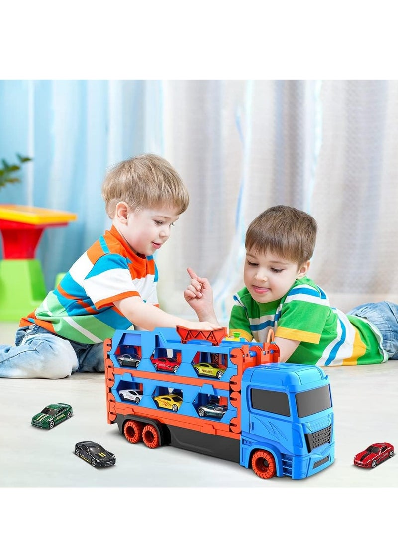 Transport Truck Toys Cars for Boys Ages 3 4 5 6, Portable Truck Toy with 6 Race Cars, Best Gift Carrier Vehicles Toys Set for Kids - Image 2