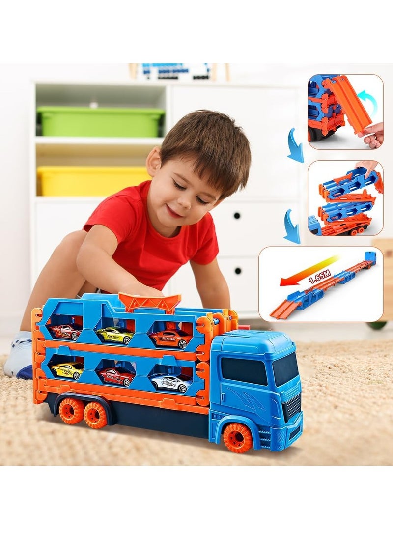 Transport Truck Toys Cars for Boys Ages 3 4 5 6, Portable Truck Toy with 6 Race Cars, Best Gift Carrier Vehicles Toys Set for Kids - Image 4