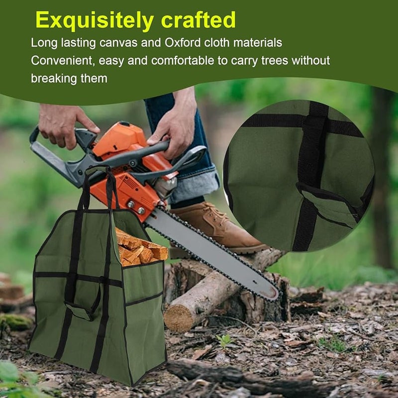 حقيبة كبيرة لحمل الحطب بمقبض مزدوج مقاومة للماء للتخزين للتخييم والشواء والفحم - Image 4