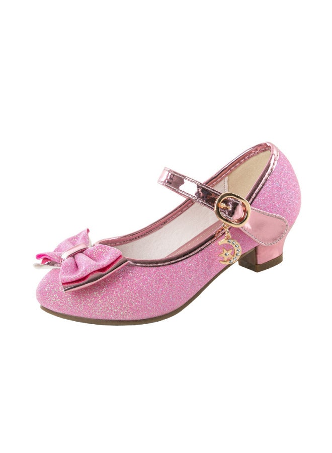 Girls' Princess Shoes Crystal Leather Shoes  Spring And Autumn New Style Children's Single Shoes High-heeled Shoes Children's Shoes Anna Princess