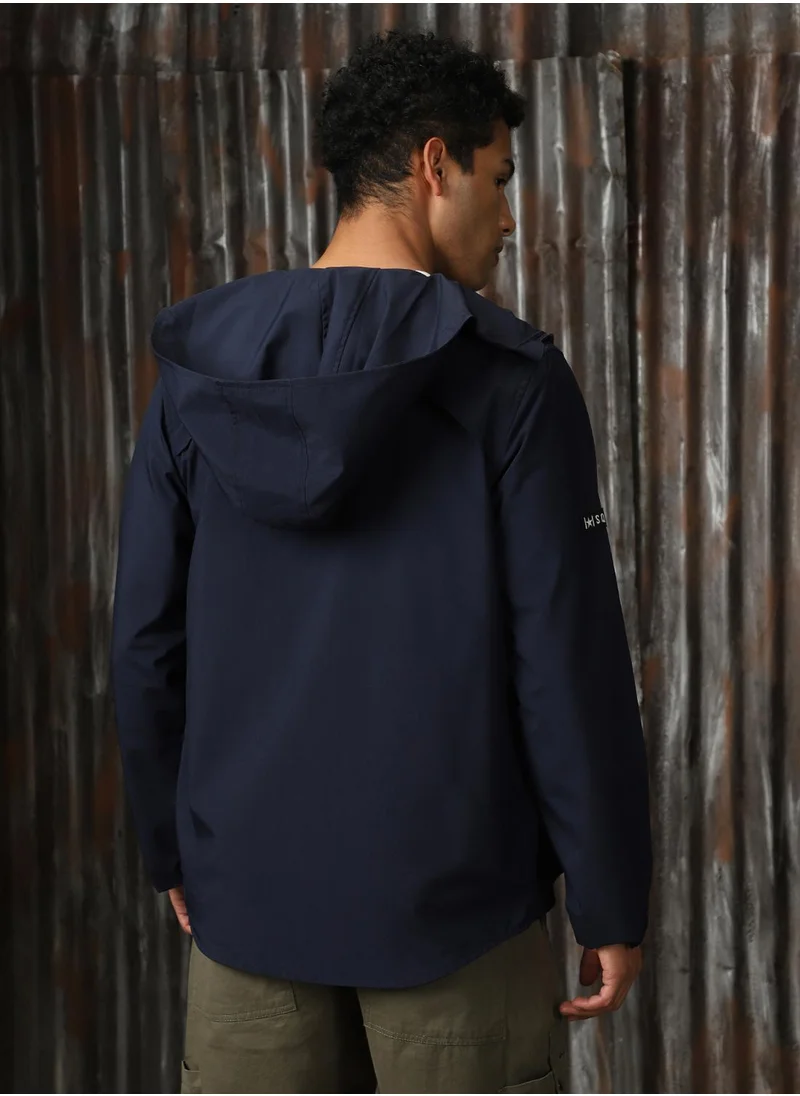 HIGH STAR Men's Dark Navy 100% Polyester Printed Jacket