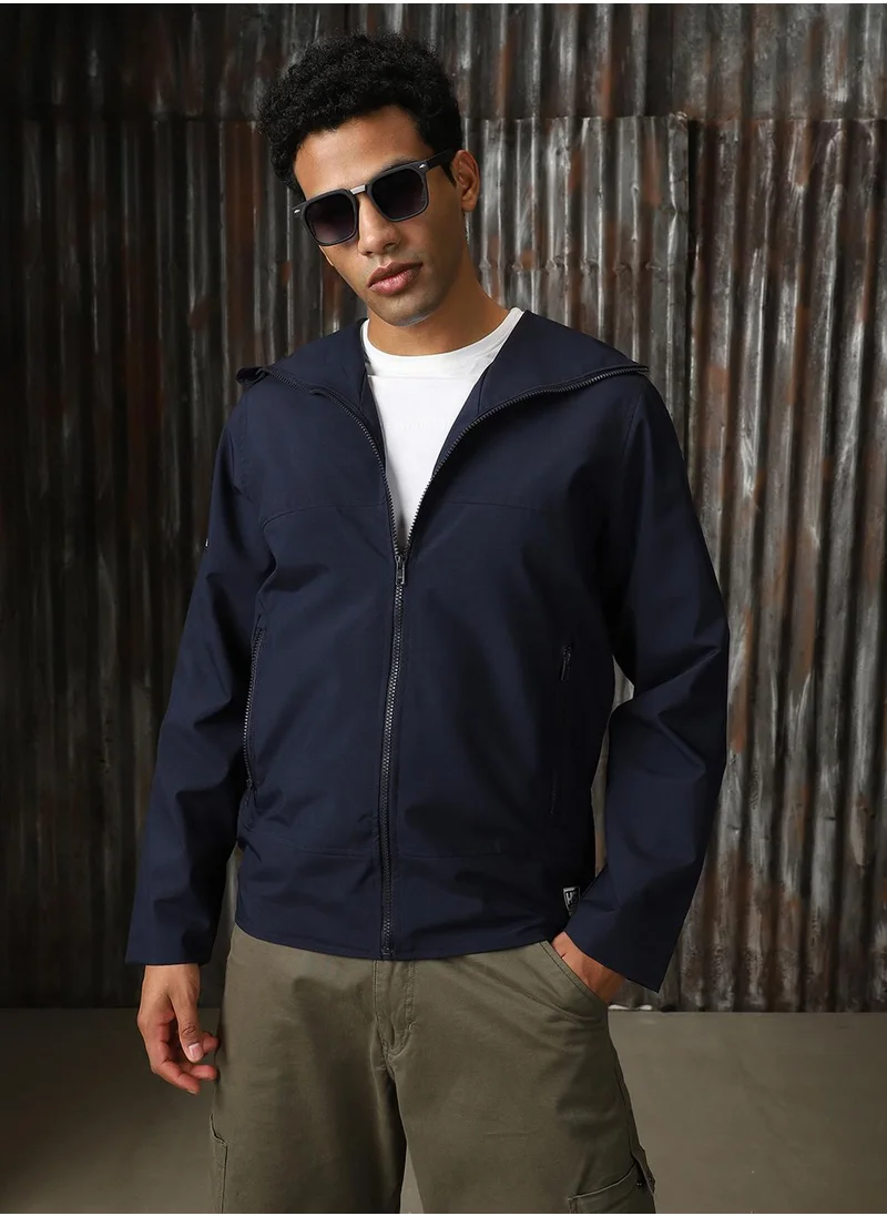 HIGH STAR Men's Dark Navy 100% Polyester Printed Jacket