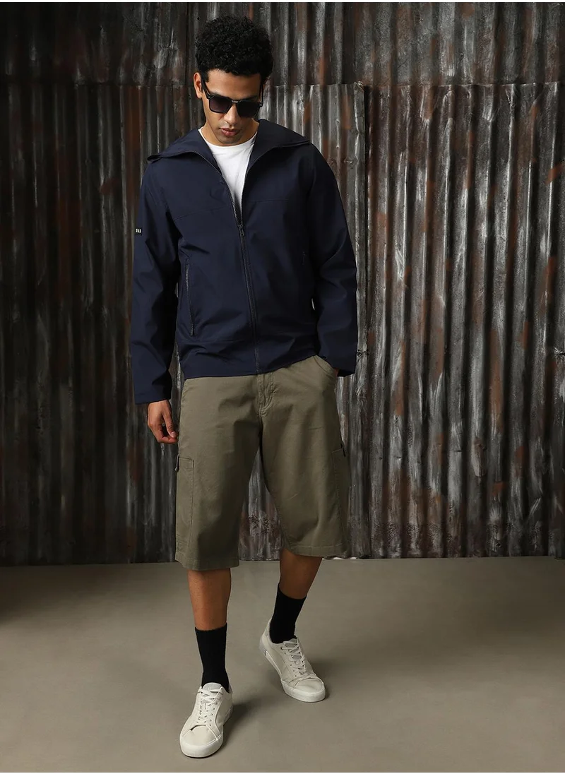 HIGH STAR Men's Dark Navy 100% Polyester Printed Jacket