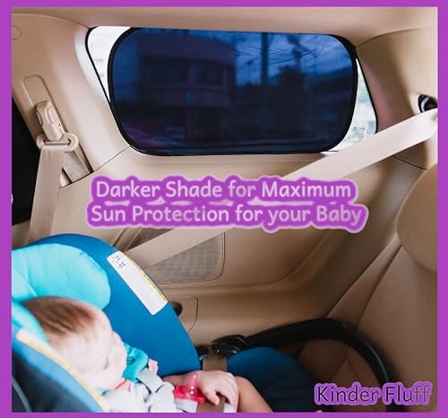 kinder Fluff Car Window Shade (4Pack)-The Only Certified Cockpit & Car Window Sun Shade for Baby & Pilots Proven to Block 99.95% UVR -Mom's Choice Gold Award- Aircraft & Side Window Sunshades - L - Image 2