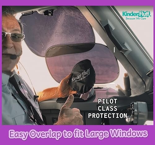 kinder Fluff Car Window Shade (4Pack)-The Only Certified Cockpit & Car Window Sun Shade for Baby & Pilots Proven to Block 99.95% UVR -Mom's Choice Gold Award- Aircraft & Side Window Sunshades - L - Image 5