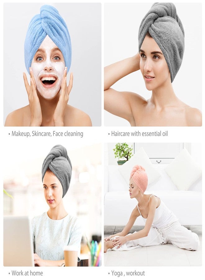 FLOPRO Microfiber Hair Towel Wrap Super Absorbent Twist Turban for Women Fast Drying Hair Caps with Buttons for Drying Curly, Long & Thick Hair Anti Friz - Image 4