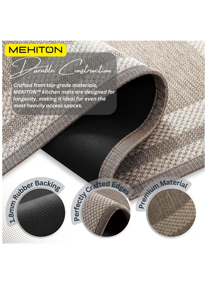 MEKITON MEKITON Set of 2 PCs Premium AntiFatigue, NonSlip Natural Rubber Kitchen Mats, Washable, Runner Rugs for Kitchen Floor Front of Sink, Laundry Room  45X120CM + 45X75CM (Beige)  - Image 4