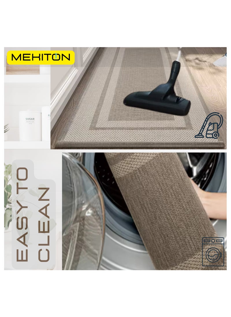 MEKITON MEKITON Set of 2 PCs Premium AntiFatigue, NonSlip Natural Rubber Kitchen Mats, Washable, Runner Rugs for Kitchen Floor Front of Sink, Laundry Room  45X120CM + 45X75CM (Beige)  - Image 5