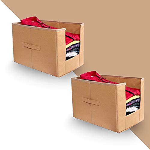 ABBASI Non Woven Shirt Stacker Wardrobe Organizer SetBiscuit Pack of 2 - Image 1
