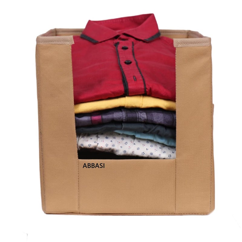 ABBASI Non Woven Shirt Stacker Wardrobe Organizer SetBiscuit Pack of 2 - Image 4