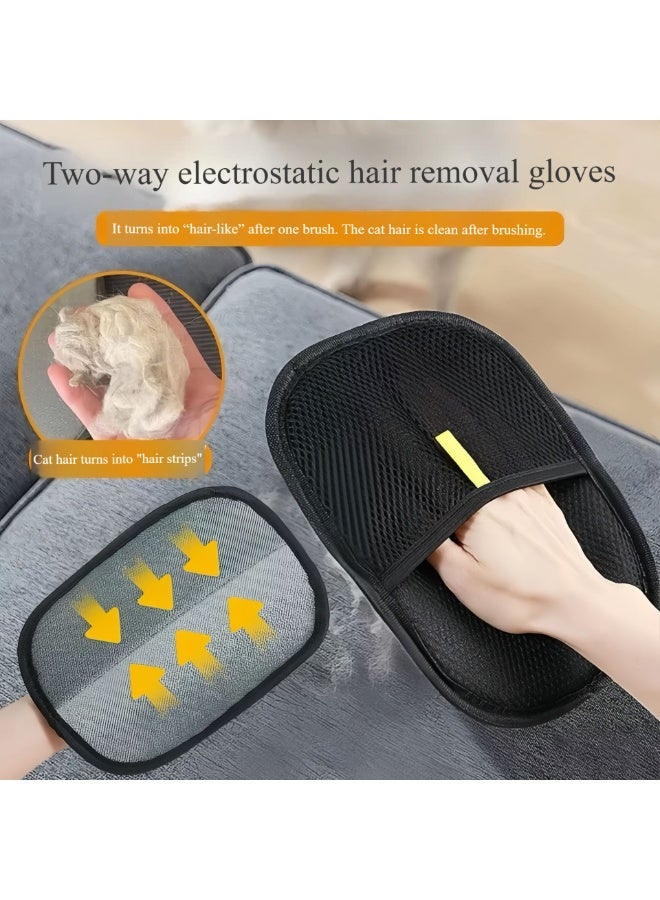 Large sized pet electrostatic hair removal gloves with bi-directional brushing and adhesive properties, essential gloves for cat and dog pet keeping, cat hair cleaning - Image 1