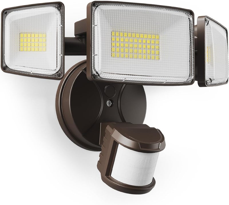 Onforu 100W LED Motion Sensor Outdoor Lights, Dusk to Dawn Flood Light Outdoor Motion Sensor, Hardwired Security Lights Floodlights Outside 11000LM 6500K Daylight IP65 Waterproof (Brown) - Image 1