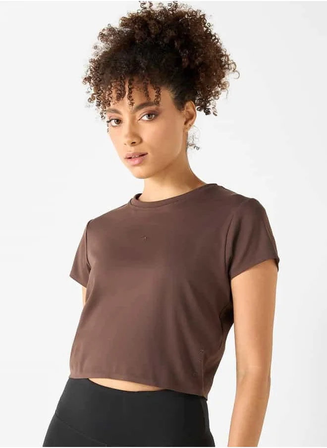 ADOT Crew Neck Crop T-shirt with Short Sleeves