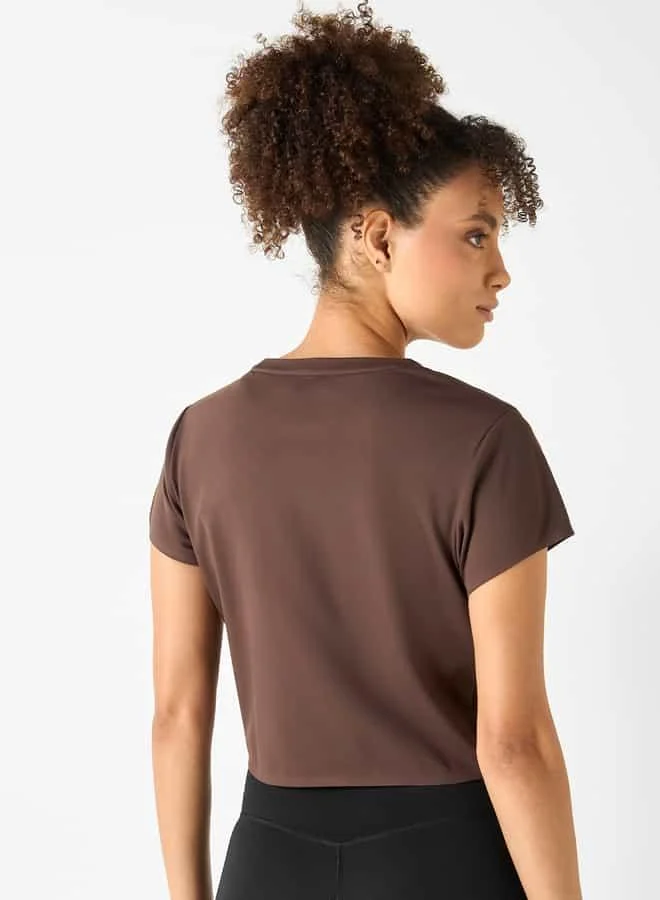 ADOT by Splash Crew Neck Crop T-shirt with Short Sleeves