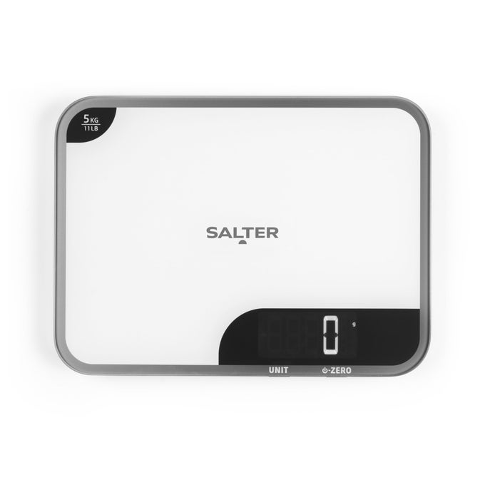1064 WHDR DIGITAL KITCHEN SCALE 5KG CAPACITY EASY READ DISPLAY ADD WEIGHTARE FUNCTION MEASURE LIQUIDS IN MLFLOZ GLASS PLATFORM FOR BAKING COOKING BATTERIES INCLUDED 17 X 23 X 1CM