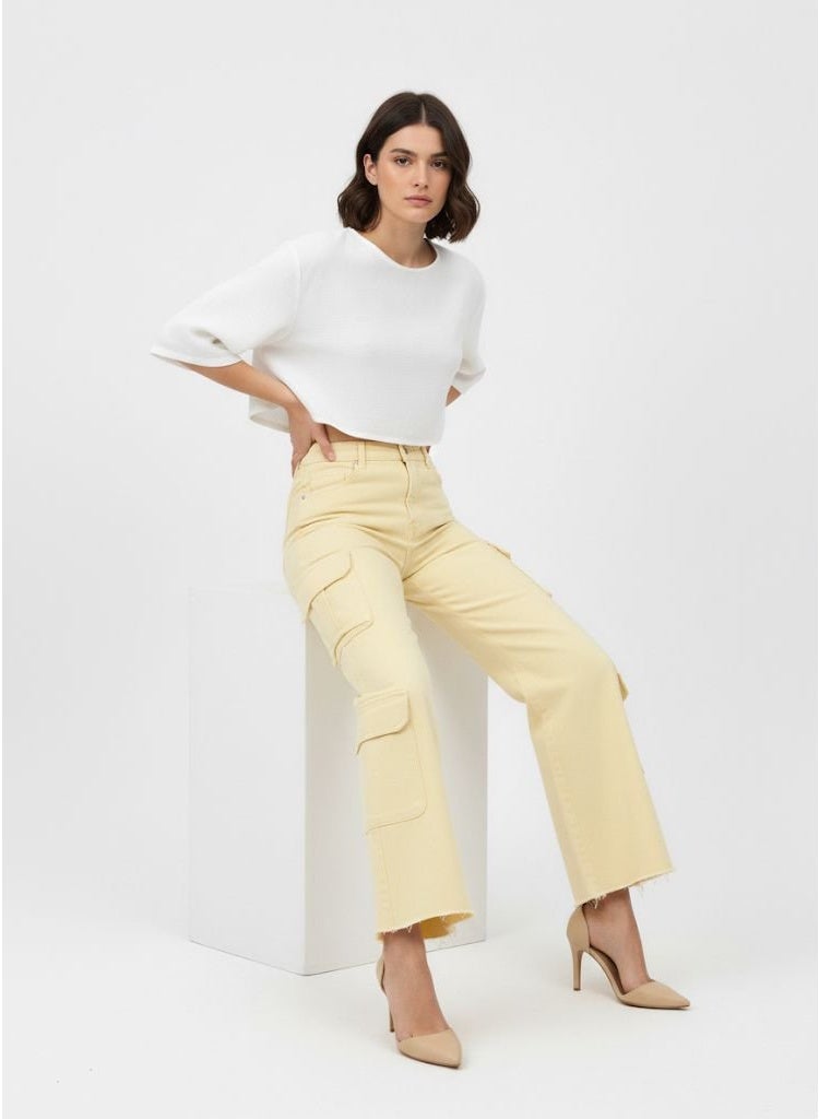 LVD Women's Wide-Leg Cargo Pants – 100% Cotton High-Waist Trousers With Utility Pockets, Casual Wear Pants - Image 2