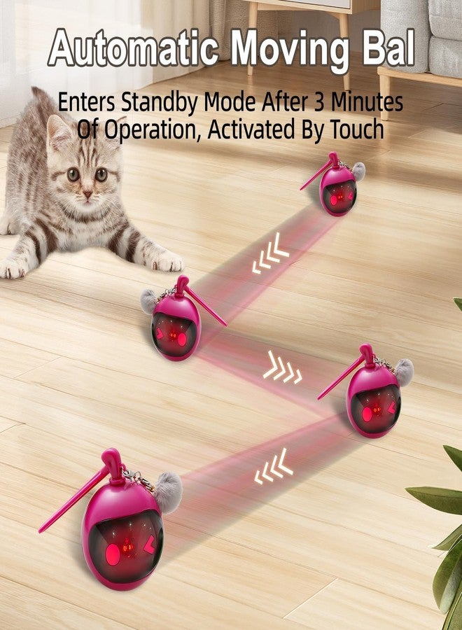 TVM Interactive Cat Toys for Indoor Cats, Automatic Motion Activated Kitten Ball Toy, Moving Stimulation Cat Toys for Bored Indoor Adult Cats, Low Noise Fast Rolling Moving Ball (Rose Red) - Image 2
