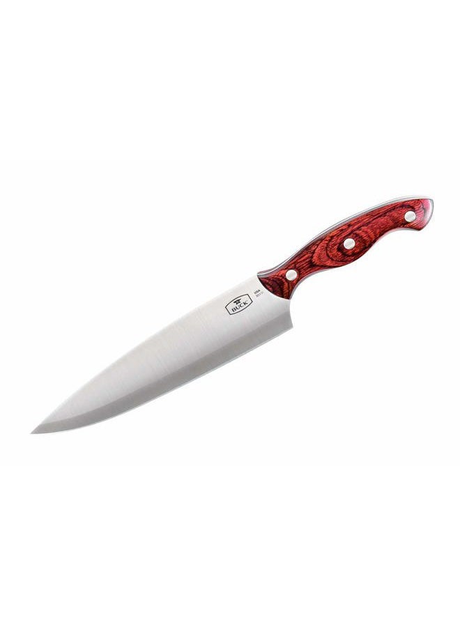 Buck Knives 931 Chef's Knife, 8-Inch 420HC Stainless Steel Blade, DymaLux Rosewood Handle, Kitchen Cutlery - Image 1