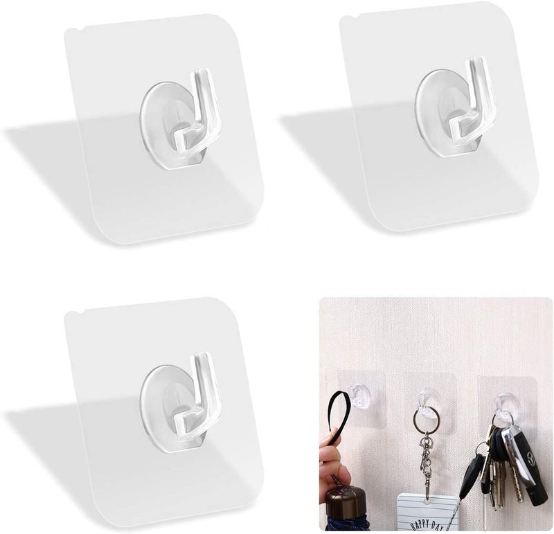 XIVUMN Metal Stone Self Adhesive Sticky Wall Hook 30 Clear Transparent - Image 1