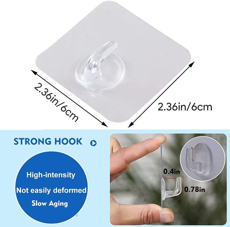 XIVUMN Metal Stone Self Adhesive Sticky Wall Hook 30 Clear Transparent - Image 3