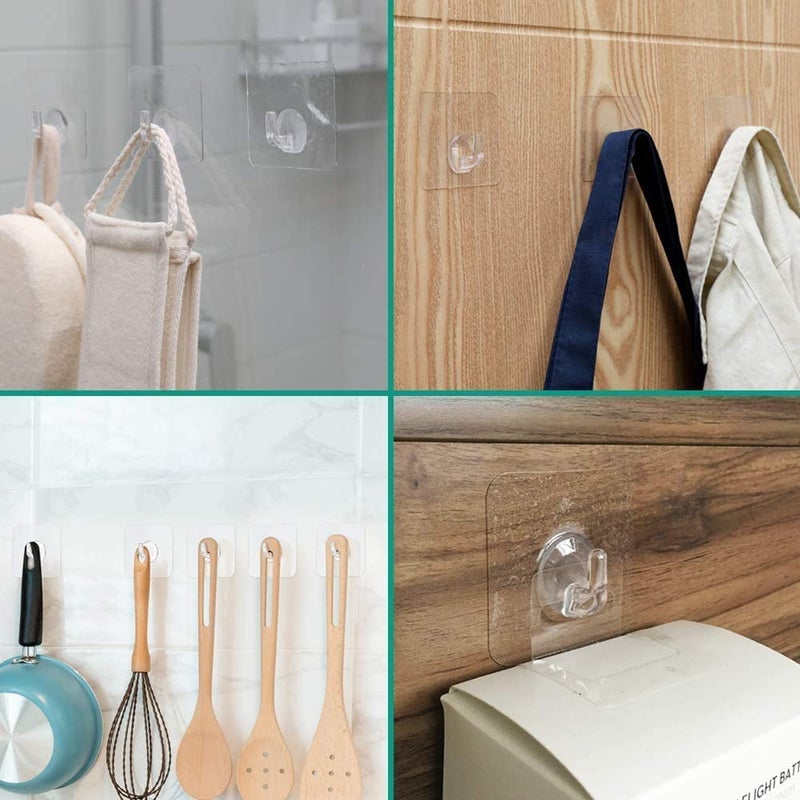 XIVUMN Metal Stone Self Adhesive Sticky Wall Hook 30 Clear Transparent - Image 2