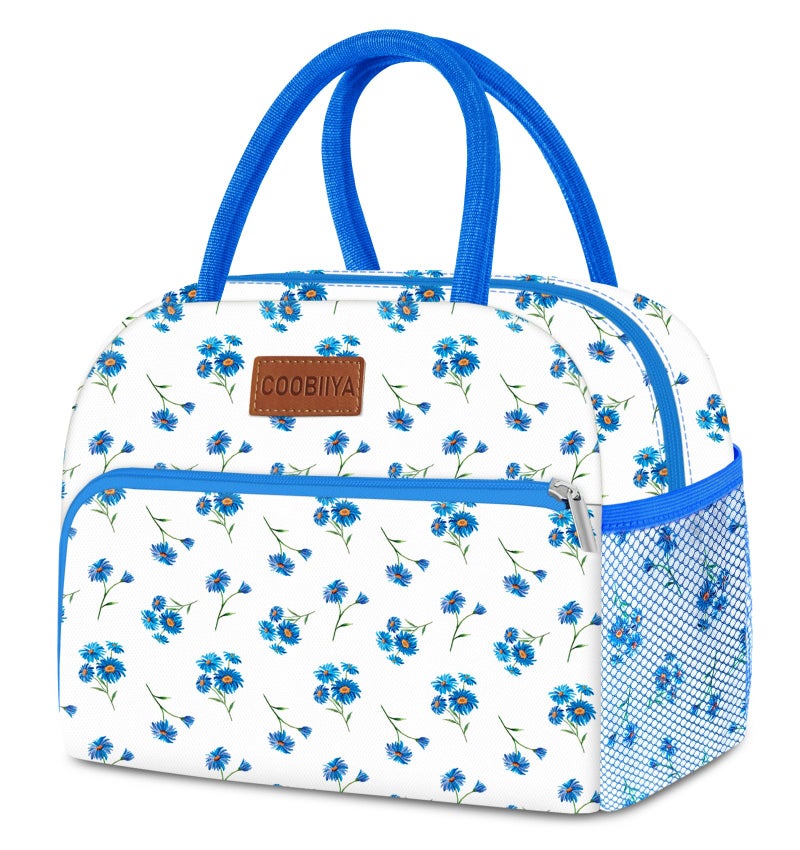 Coobiiya Lunch Bag Women Lunch Box for Women Adult Men Small Lunch Bag Leakproof Cute Lunch Tote Large Capacity Reusable Insulated Cooler for WorkOfficePicnicTravelBlue Daisy