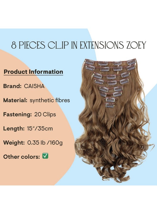 CAISHA Xxl 14 8 Pieces Set Clip In Extensions Hair Extension Hairpiece Voluminous Wavy Light Brown Ces1051 - Image 2