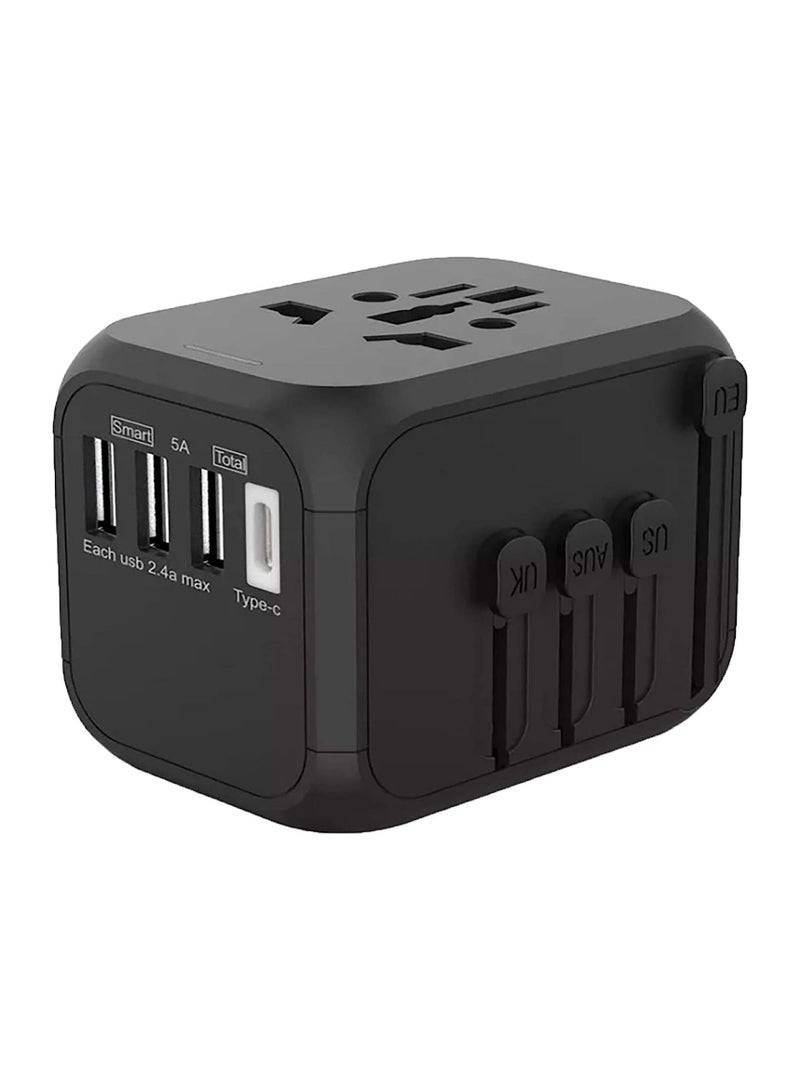 Travel Adapter, Worldwide All in One Universal Travel Adapter Wall AC Power Plug Adapter Wall Charger with Smart High Speed 3 USB Ports & 1 Type C Ports, USA EU UK AU Asia 160 Countries  - Image 1