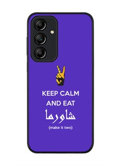 Rugged Black Edge Case for Samsung Galaxy A55, Slim fit Case Flexible Anti Drop TPU Gel Thin Cover -  Keep Calm And Eat Shawarma (Blue)