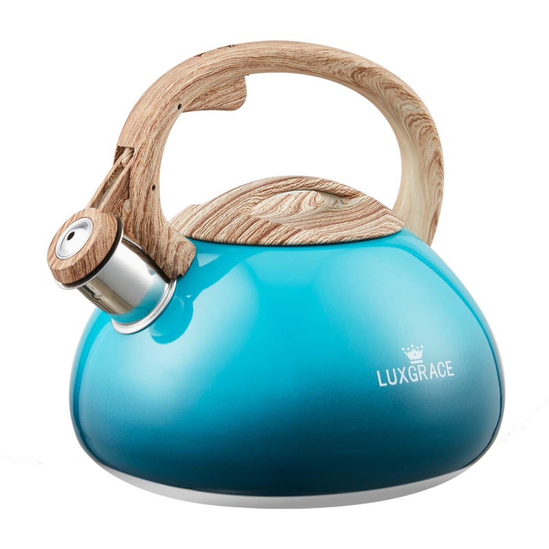 sp Teapot Whistling Tea Kettle with Wood Pattern Handle Loud WhistleFood Grade Stainless Steel Tea Pot for Stovetops Water KettleBlue