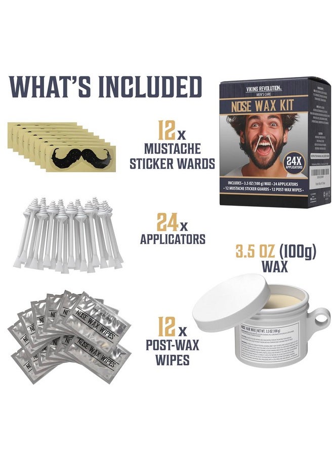 Viking Revolution Viking Revolution Nose Hair Waxing Kit for Men - Quick Nose Wax Kit Men with 24 Nose Wax Sticks - Nose Hair Wax Kit Includes Mustache Sticker Guard and Post-Wax Calming Wipes with Aloe Vera (3.5 oz)  - Image 5