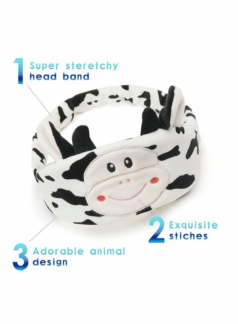 KASTWAVE Travel Pillow for Kids and Adults Cute Animal Memory Foam Neck Pillow with Soft Fleece Cover and Eye Mask Set Airplane Pillow Travel Kit with Drawstring Organizer Bag Machine Washable (Cow) - Image 4