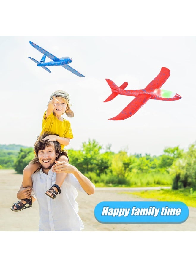 HALAMODO 2PCS Hand Throw Glider Airplane Toys With Led Light, Large Throwing Foam Plane, Kids Flying Toys, 2 Flight Modes, Indoor and Outdoor Flying Toys for Kids, Birthday Gifts for Boys Girls, Blue/Red/black, 49cm - Image 3
