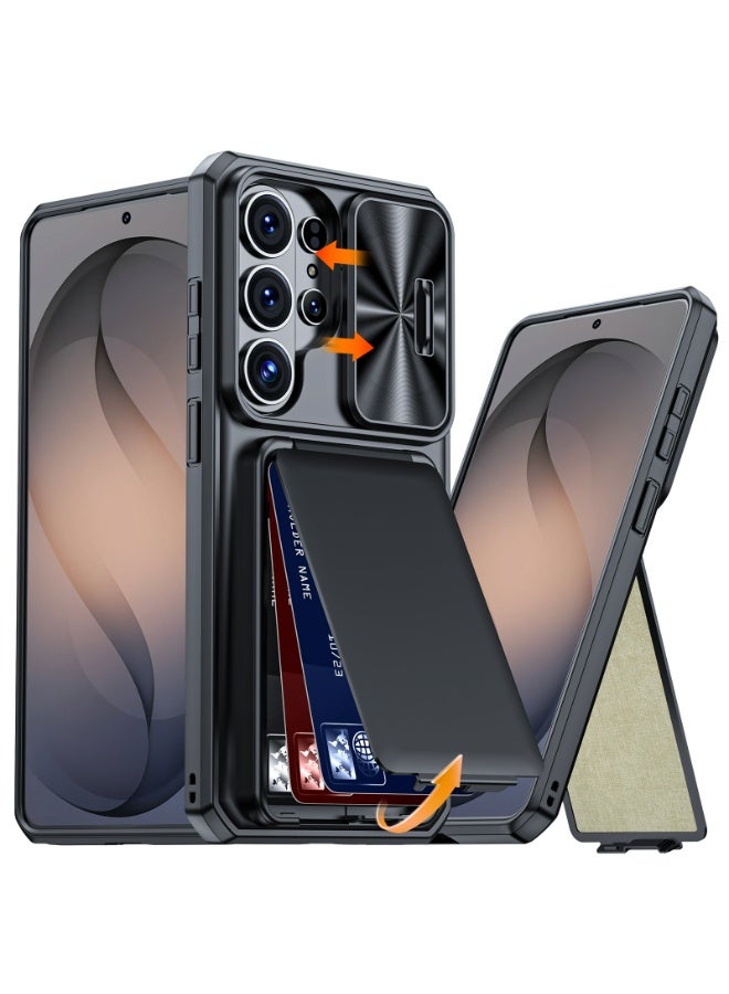 HaDoii for Samsung Galaxy S26 Ultra Case Wallet with RFID Blocking, Card Holder, Slide Camera Lens Cover, Silicone Edge Raised, Rugged Heavy Duty Phone Cover Case for Galaxy S26 Ultra, Black - Image 1