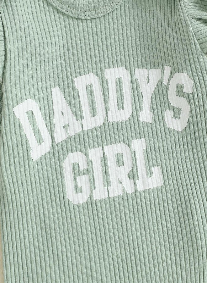 MERSARIPHY Daddys Girls Baby Girl Fall Outfit Newborn Long Sleeve Ruffle Romper Floral Dress Shorts Legging 4Pcs Clothes Set (Green, 6-12 Months) - Image 4