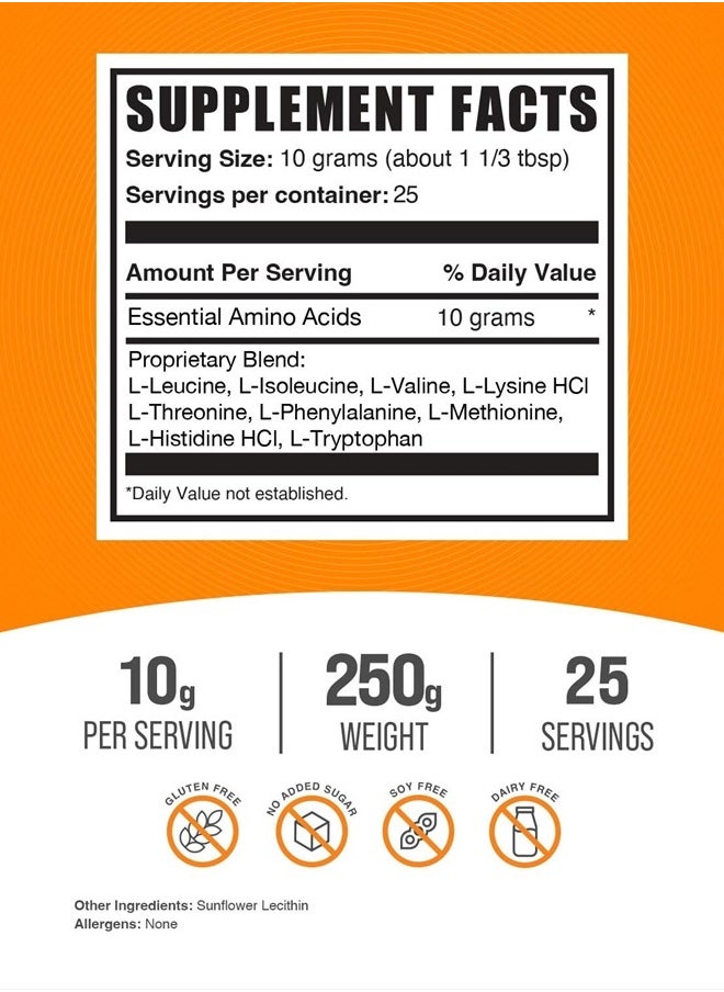 BULKSUPPLEMENTS.COM - Essential Amino Acids Powder - Essential Amino Acids Supplement, EAA Powder - Unflavored & Gluten Free, 10g of EAAs Amino Acids per Serving, 250g (8.8 oz) (Pack of 1) - Image 1