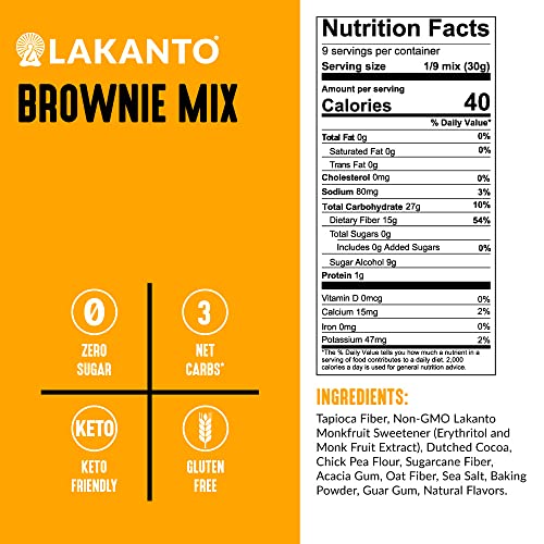 Lakanto Sugar Free Brownie Mix - Sweetened with Monk Fruit Sweetener, Keto Diet Friendly, Delicious Dutched Cocoa, High in Fiber, 3g Net Carbs, Gluten Free, Easy to Make Dessert (Pack of 3) - Image 3