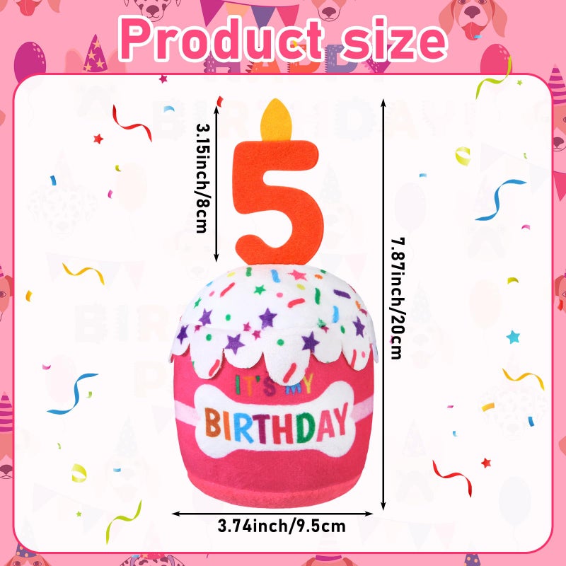 Dansydaisy Dog Birthday Cake Toy Accessories for Girl Boy Gifts, Squeaky Plush Toy for Dog Birthday Party Decor Favor for Large, Medium and Small Dogs(5th,Pink) - Image 3